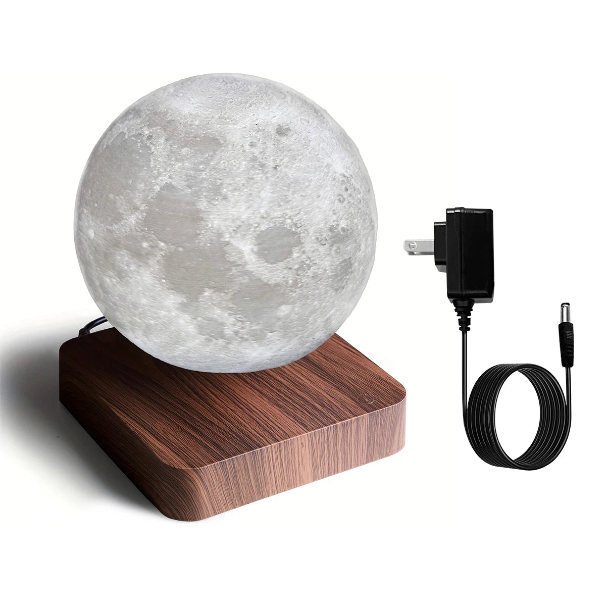 Magnetic Floating Rotating Moon Lamp, Wooden Base, 3 Color Temperature LED Night Lights