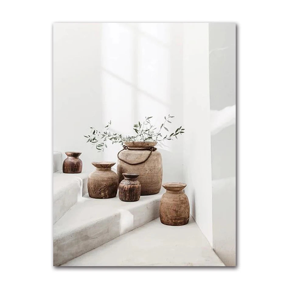 Bohemian Classic Vase Still Life Wall Art, Canvas Painting, Modern Living Room Decor