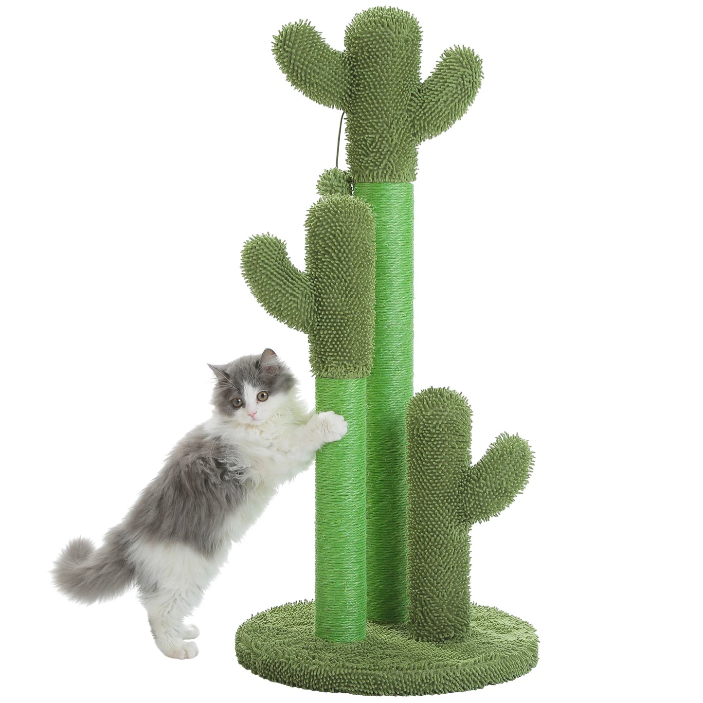 Cat Scratching Post with 3 Natural Scratching Poles and Interactive Dangling Ball