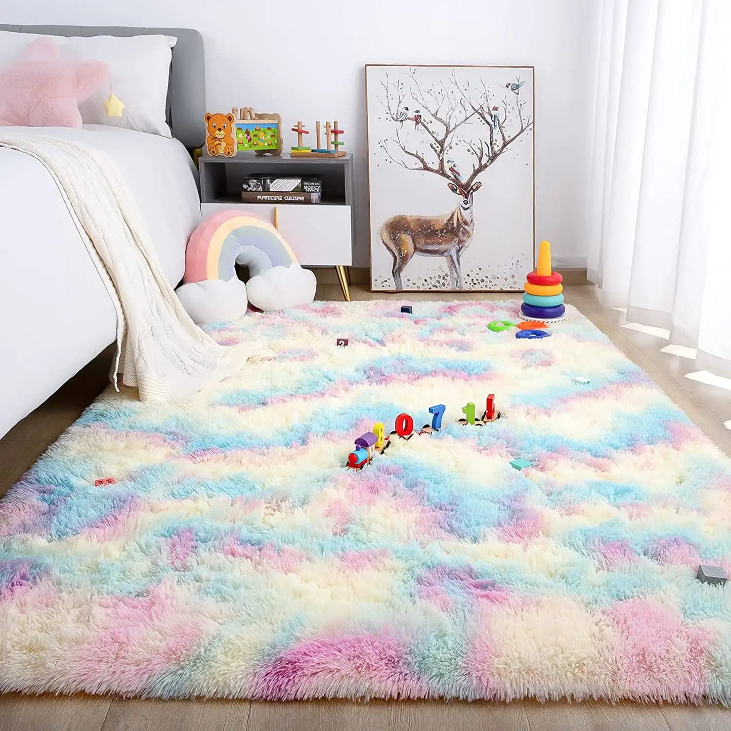 Super Soft Plush Tie Dye Velvet Rugs, Shaggy Rug For Living Room/Bedroom