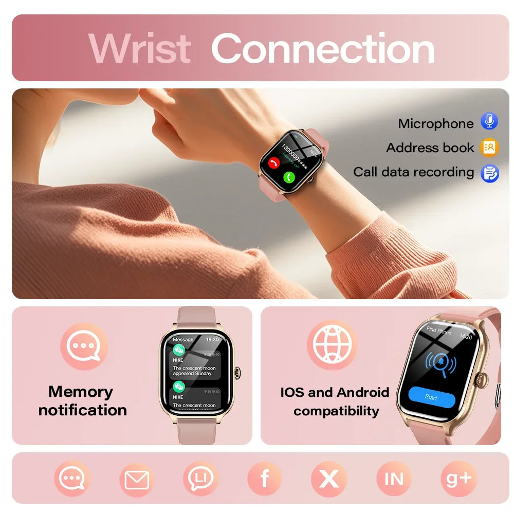 Smart Watch Men/Women Heart Rate Monitor, Sports Fitness, Waterproof, Voice Call for Android IOS