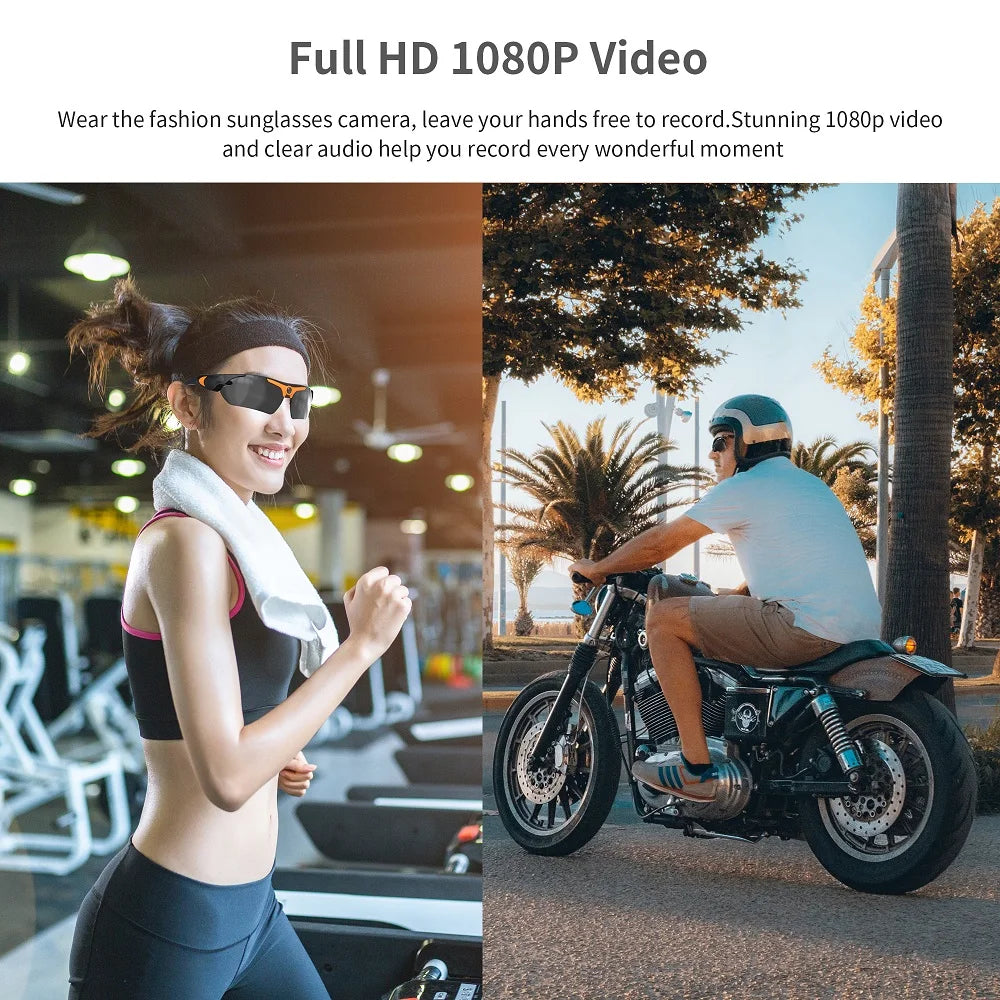HD 1080P Camera, Outdoor Cycling Glasses, Polarized Lens, Smart Camcorder, Security Protection