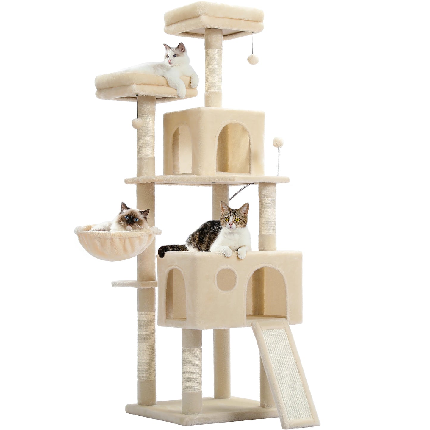 Multi-Level Tree for Cats, Large, Comfortable Condo, Stable Climbing Frame, Scratch Board