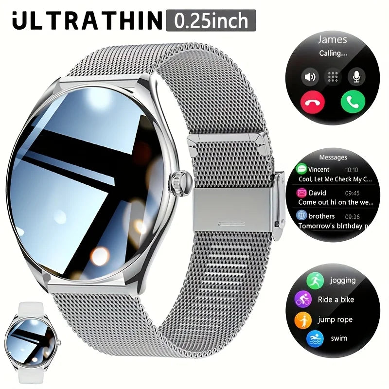Utral Thin Women Smart Watch, Bluetooth Call, Multi-Sport Tracker, Music Player, USB Charging