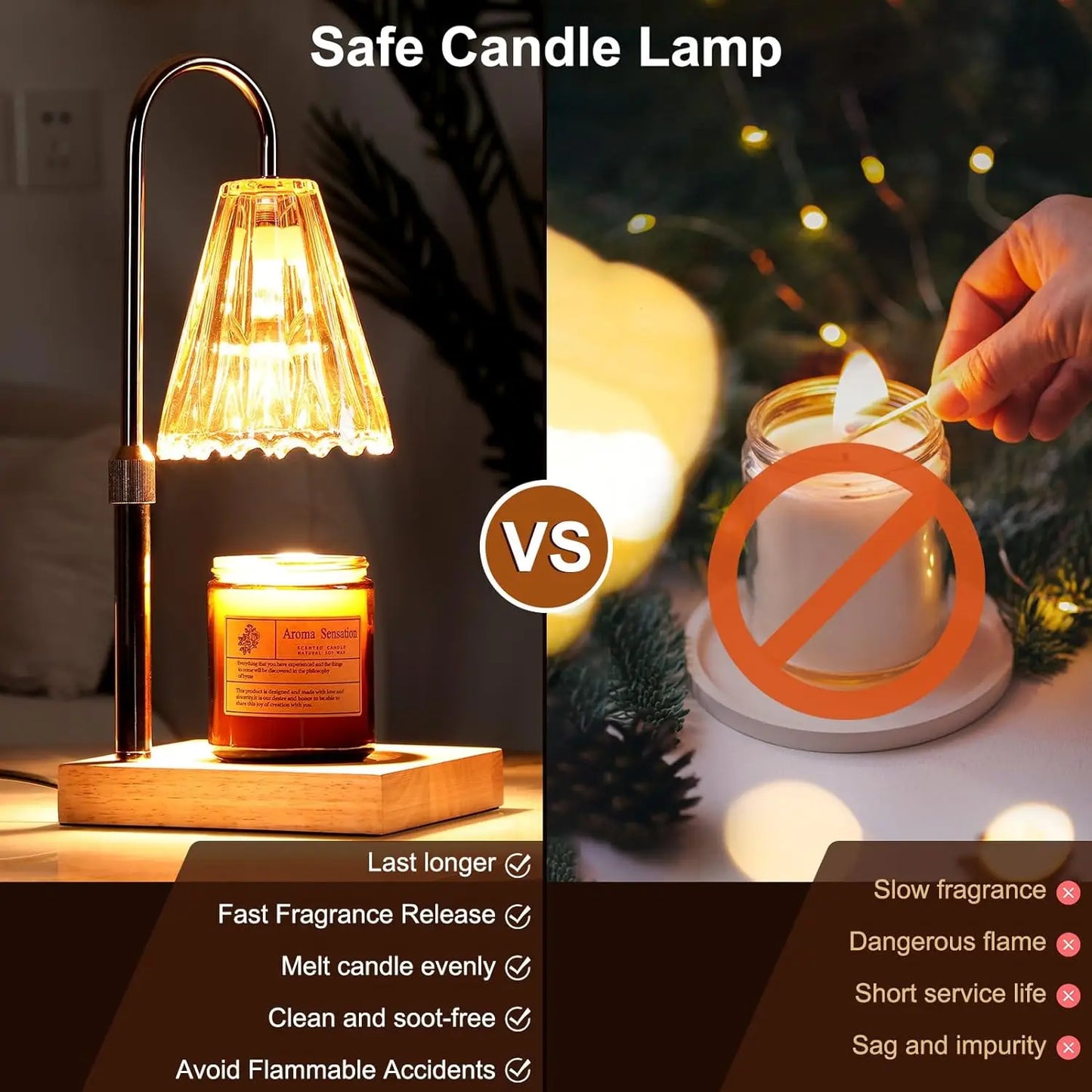 Electric Candle Lamp Warmer with Timer & Dimmer, Height Adjustable