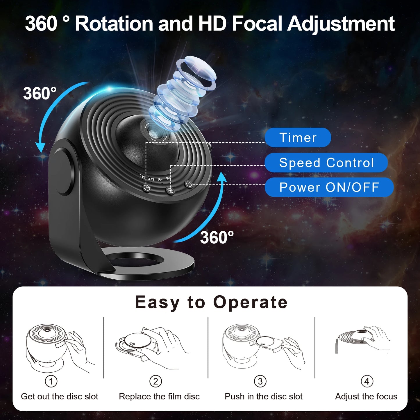 Galaxy, Planetarium Star Projector, Night Light ,Solar System