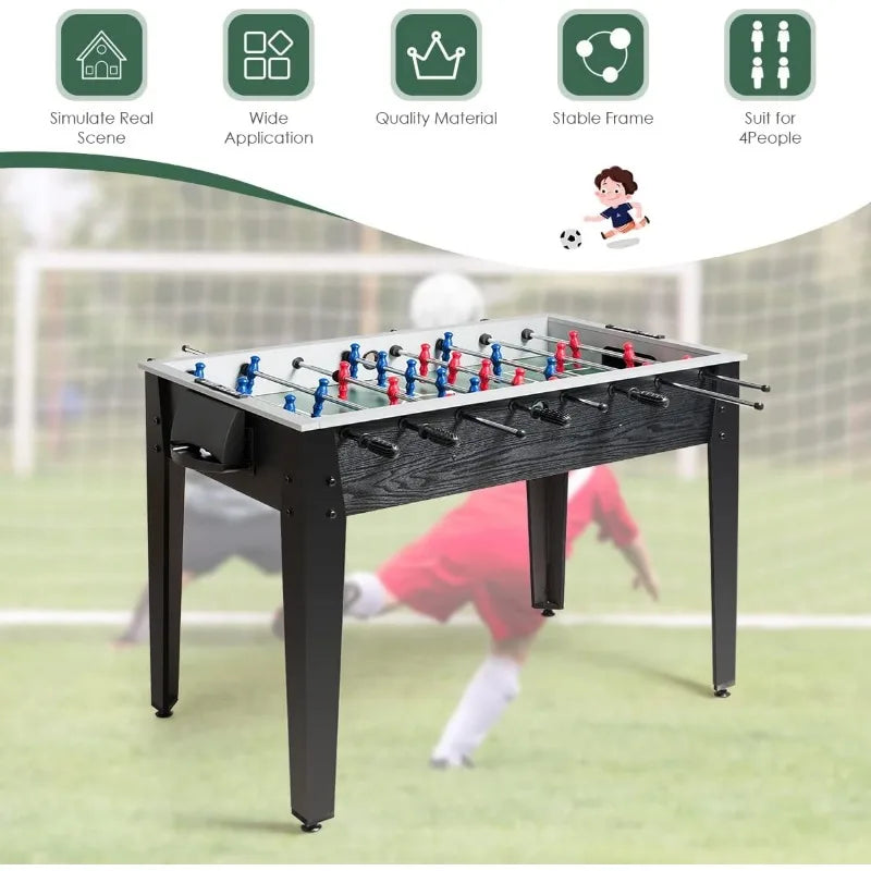Goplus 48'' Foosball Table, Wooden Soccer Games w/ 2 Footballs, Score Keepers