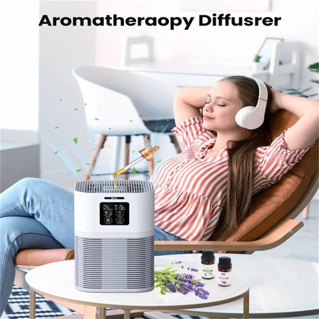2-in-1 Air Purifier, H13 Filters, Home Allergies, Pets Hair, Odor Eliminators, Aromatherapy Diffuser, Auto Mode