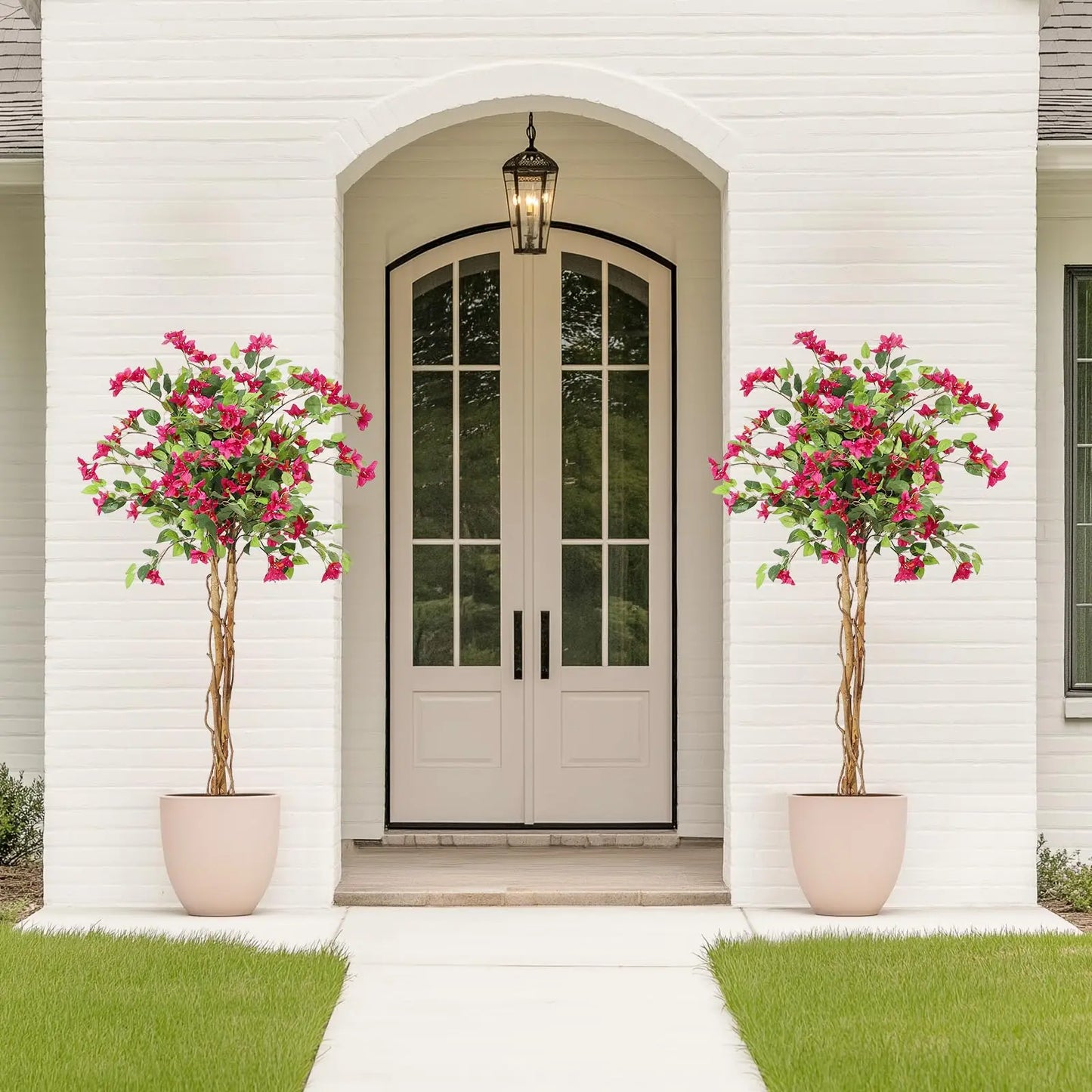 Artificial Bougainvillea Flower Tree, Indoor, White Pot, Home Decoration
