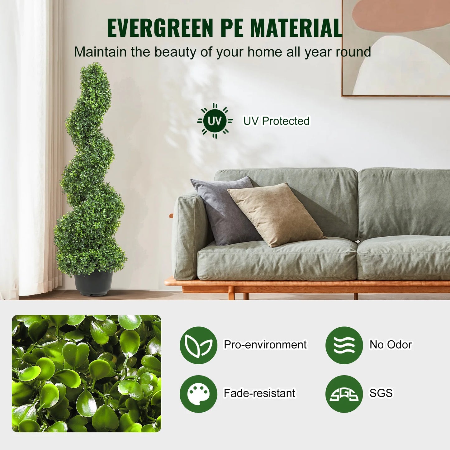 Artificial Boxwood Tower Topiary, Spiral Or Round Plant
