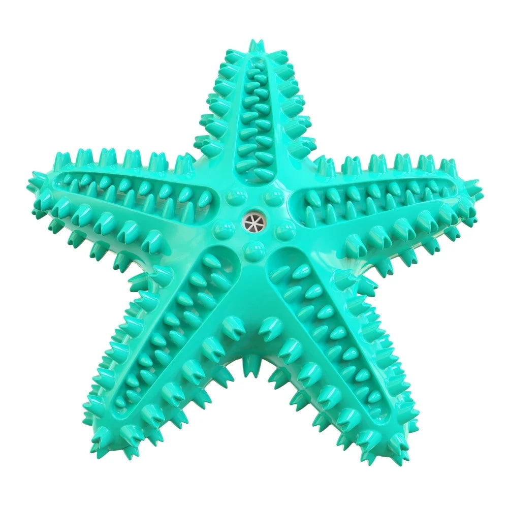 Starfish Squeaky Chew Toys, Small-Large Dog, Indestructible Rubber, Teeth Cleaning