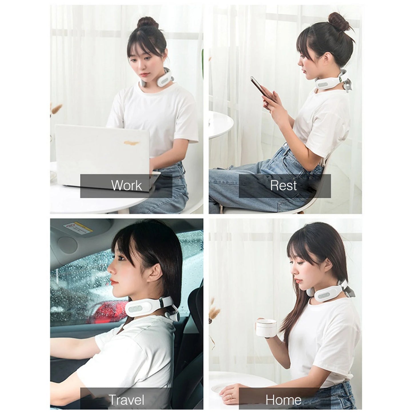 Cervical/Neck Heating Massager, 16 Modes, USB Smart, Pulse Heating, 4 Head Vibrator