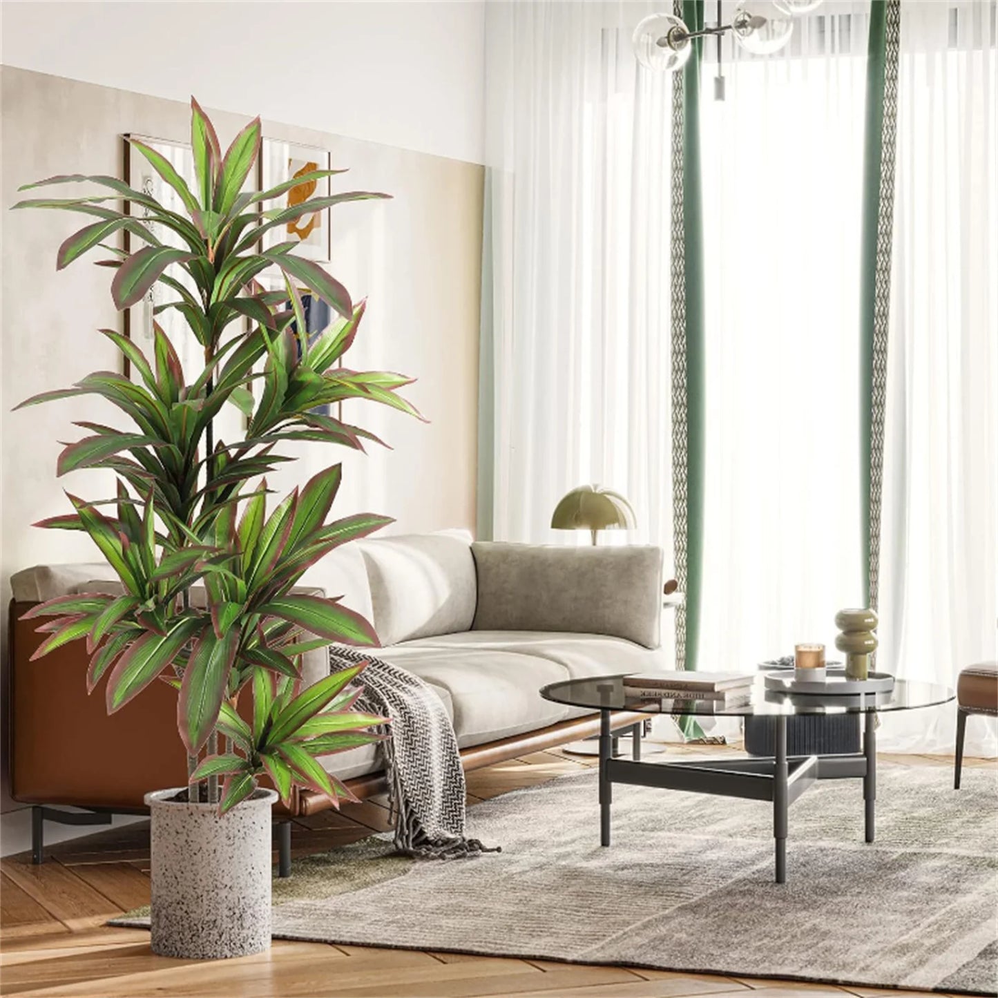 Artificial Dracaena Plant Indoor, Fake Tree In Pot, Adjustable Branches And Leaves