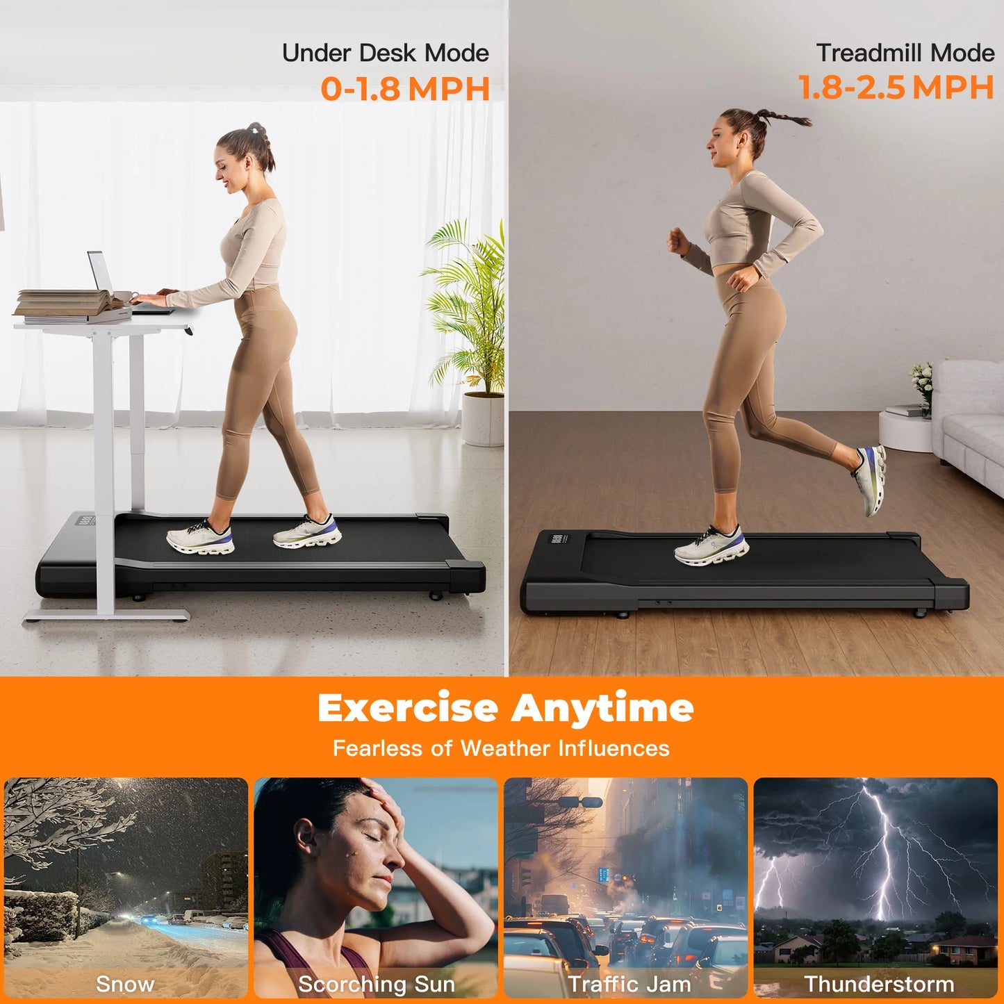 Walking Pad, Under Desk, Treadmill, Portable, Remote Control LED Display