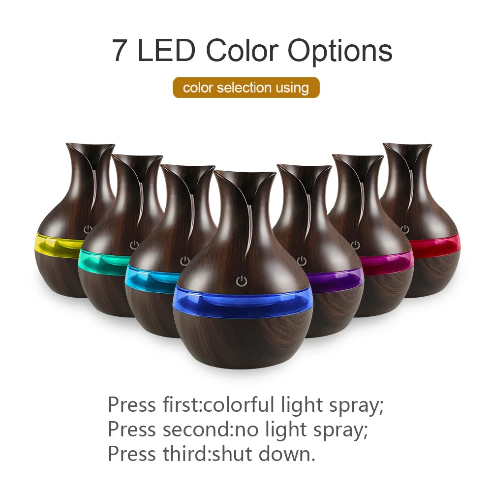 Air Humidifier, LED Lights, Aromatherapy Diffuser, Rechargeable