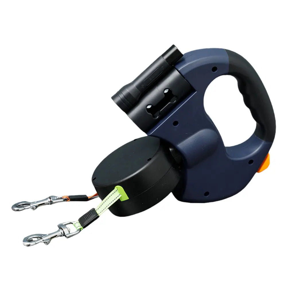 Double Headed Dog Leash Traction Rope, 360 Degree Swivel, Retractable for Small/Medium Dogs