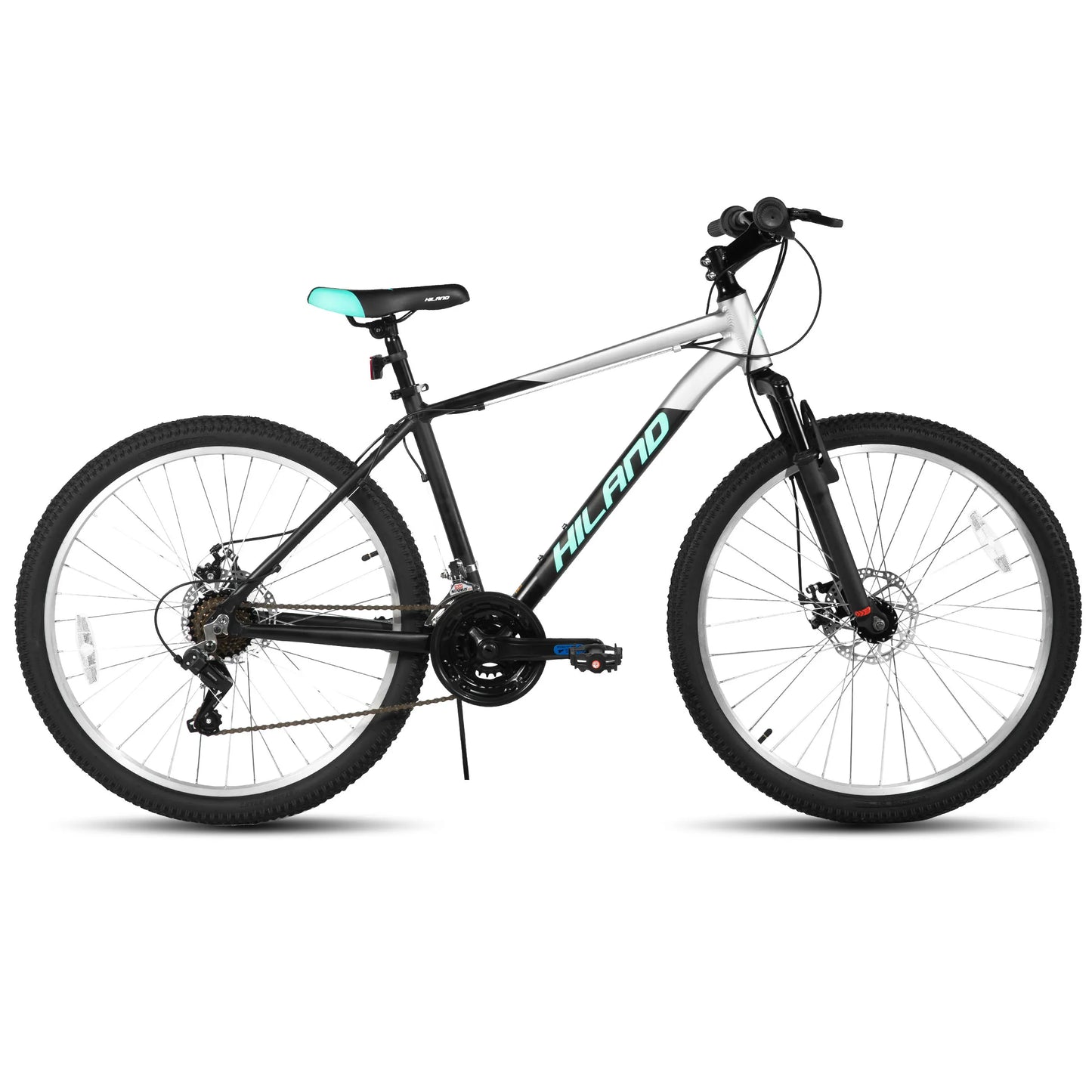 HILAND 26, 27.5 Inch Aluminum Alloy Mountain Bike, 18 Speeds, Front/Rear Disc Brakes, Suspension Fork