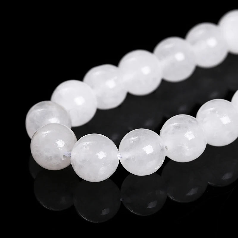 Natural Stone, High Quality White Jade Round Loose Spacer Beads For Jewelry Making