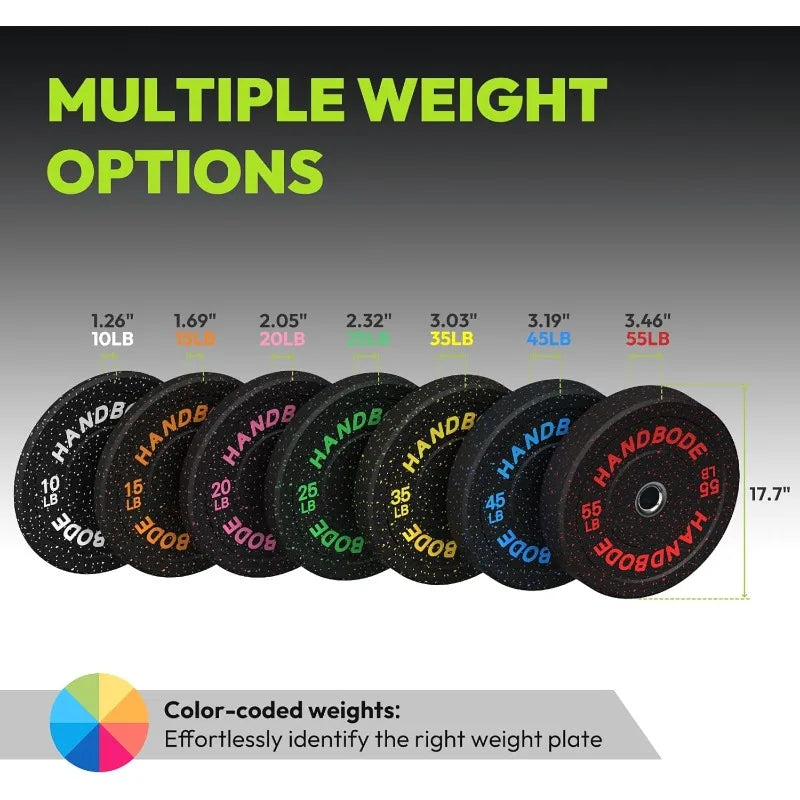2-Inch Bumper Plates High Bounce, Weight Plate Set 45/100/160/190/260/300lb