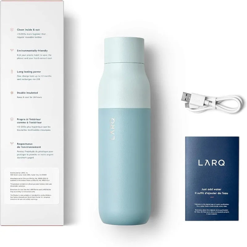 25 oz - Self-Cleaning, Insulated Stainless Steel Water Bottle, UV Water Purifier