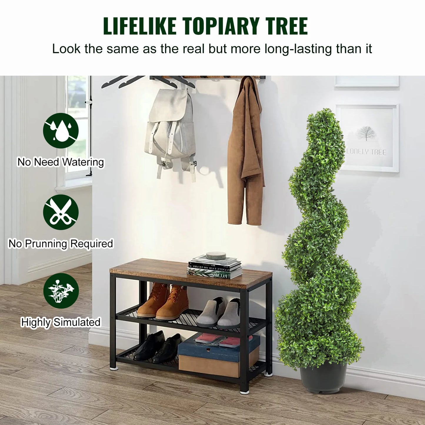 Artificial Boxwood Tower Topiary, Spiral Or Round Plant