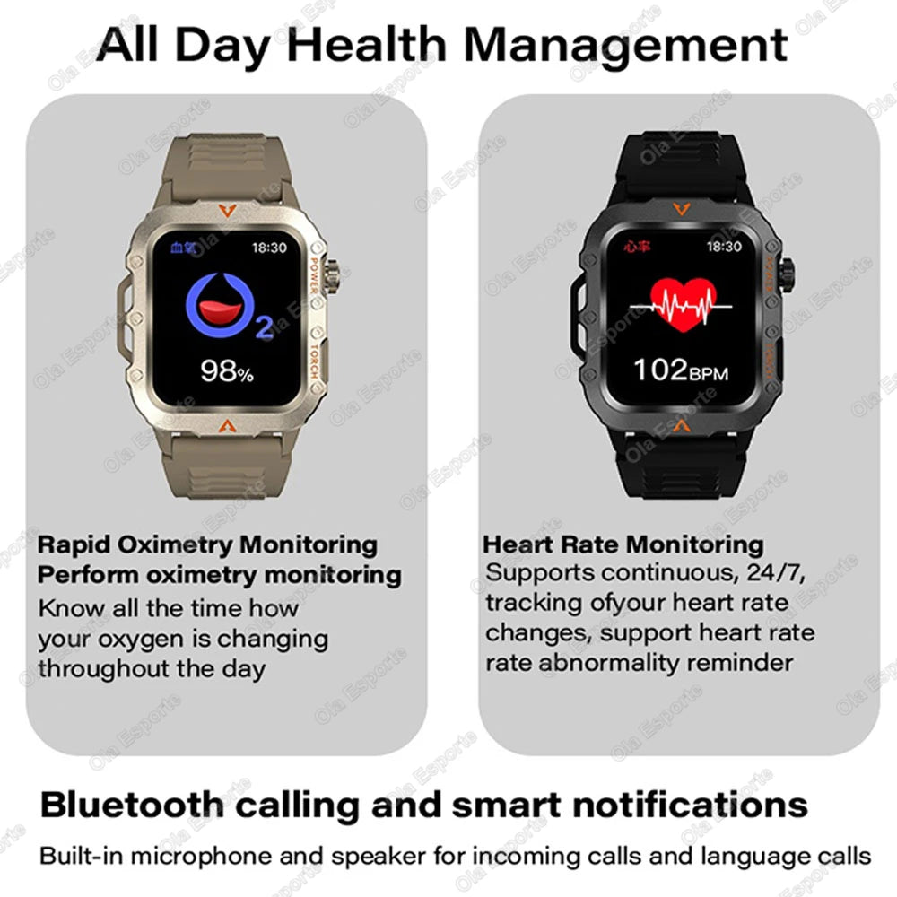Outdoor Sport Smart Watch with Led Lighting, Men/Women, Fitness Track ECG+PGG
