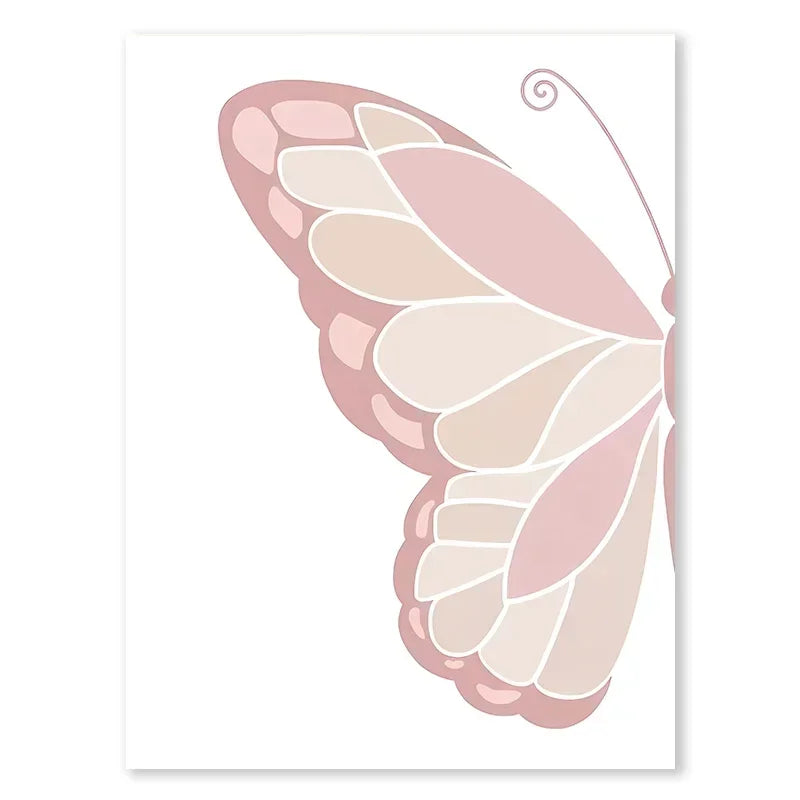 Pink Butterfly Wall Art Nursery, Canvas Prints, Painting, Sun/Rainbow/Daisy/Heart Posters