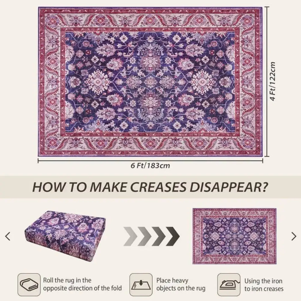 New Vintage Floral, Soft Accent, Fluffy, Large Area Rug, Carpet for Bedroom, Living Room