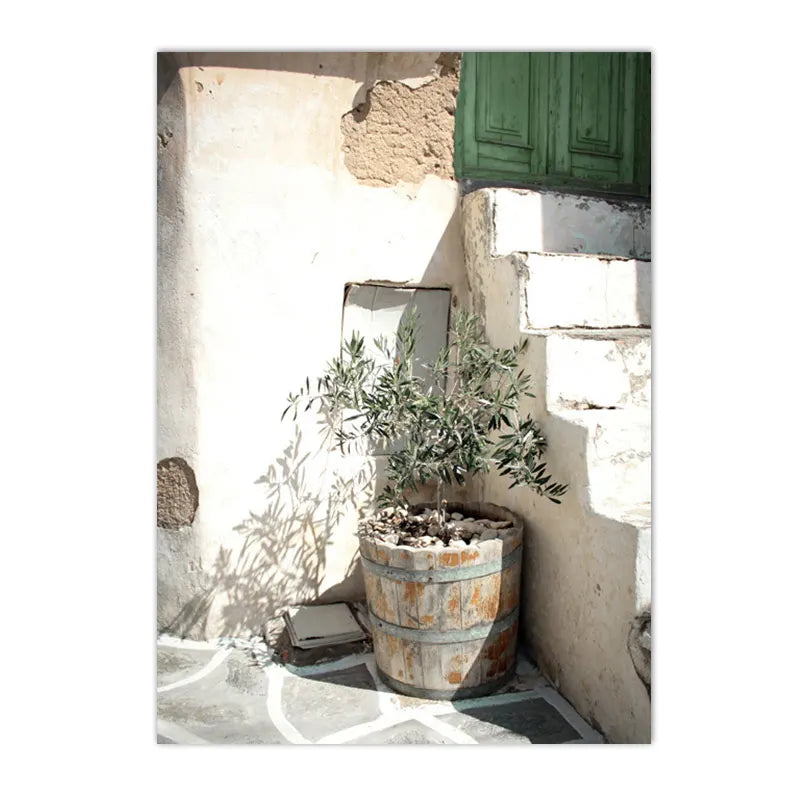Spanish Italy Puglia Architecture Posters, Canvas Painting, Green Leaves, Indoor Plants, Wall Art Print Pictures
