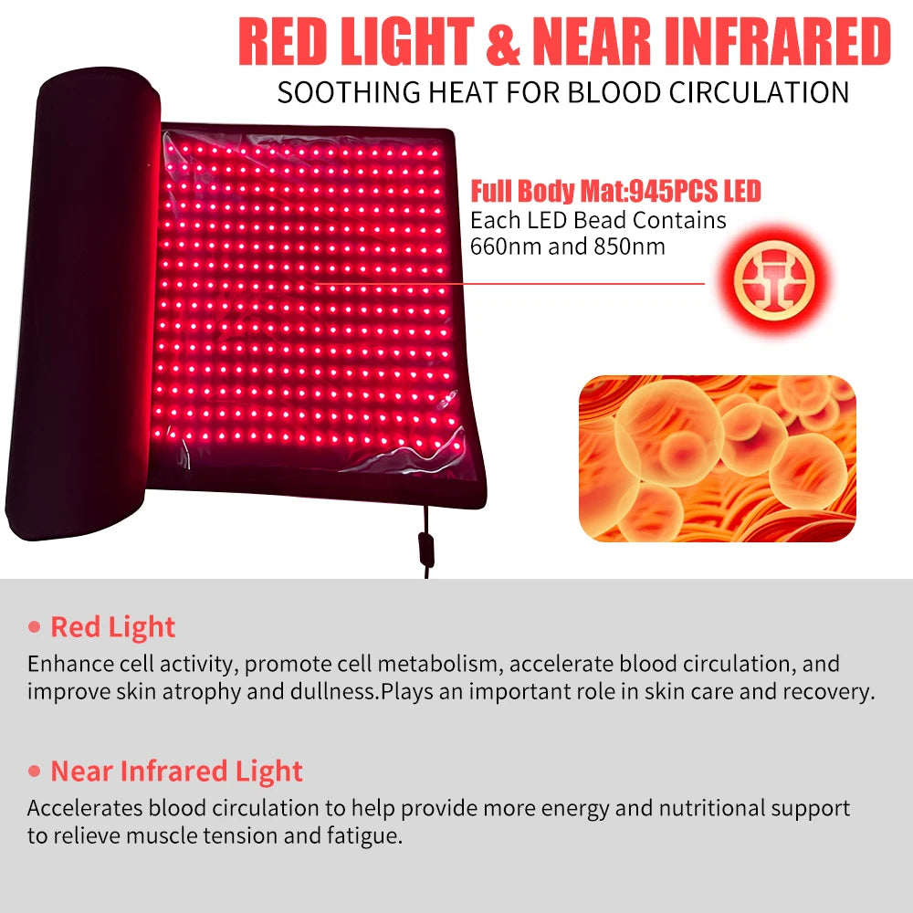 Red Light Mat Full Body, LED Beads, Relax Pad