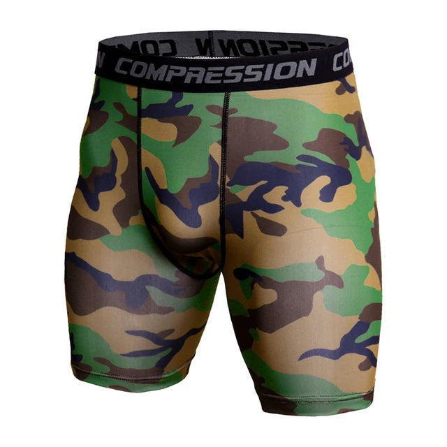 Compression Shorts Men 3D Print Camouflage Bodybuilding Tights Muscle Sport Elastic Running Shorts