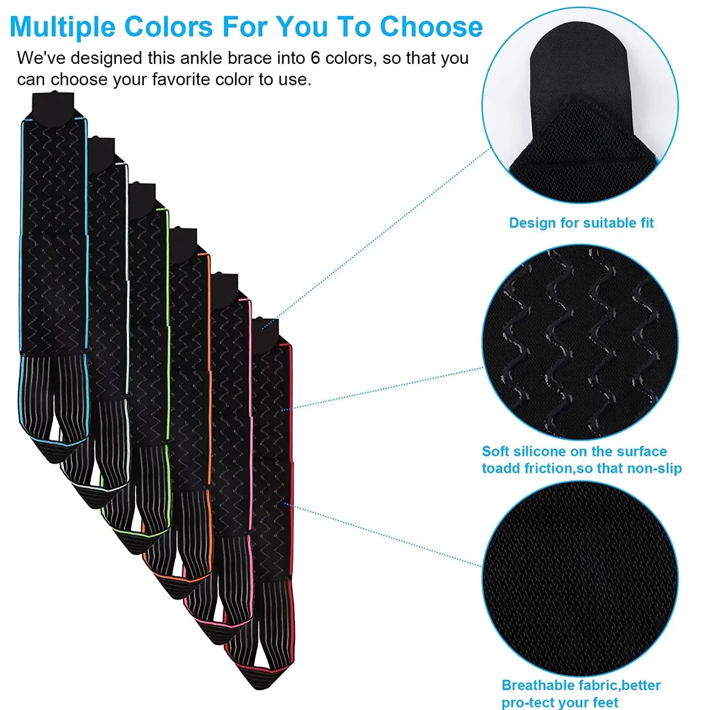 1Pc Ankle Brace, Support Wraps, Adjustable, Compression Antiskid Straps