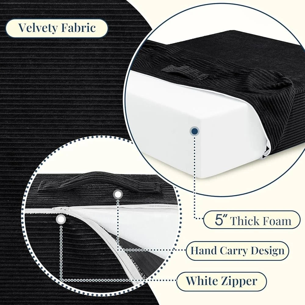 Large Meditation Floor Pillows, Ultra Thick Foam, Washable Velvet Cover, Portable