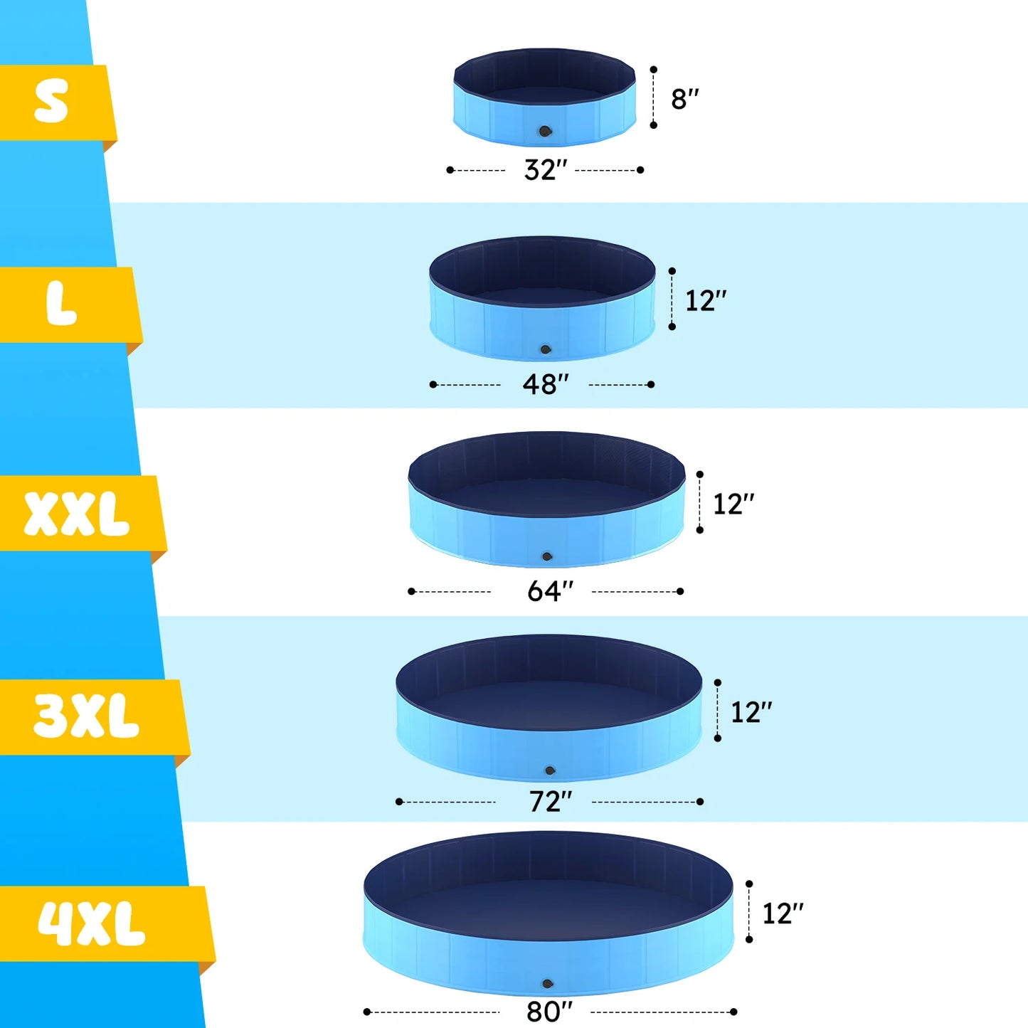 Portable Pet Pool, Foldable, Plastic, Anti-Slip