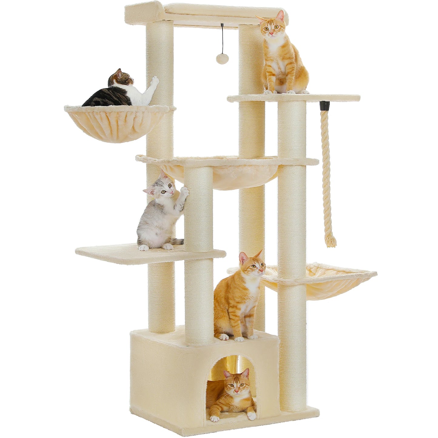 Multi-Level Cat Tree with Scratching Posts, Cozy Condo, Super Large Perch, Deep Hammocks