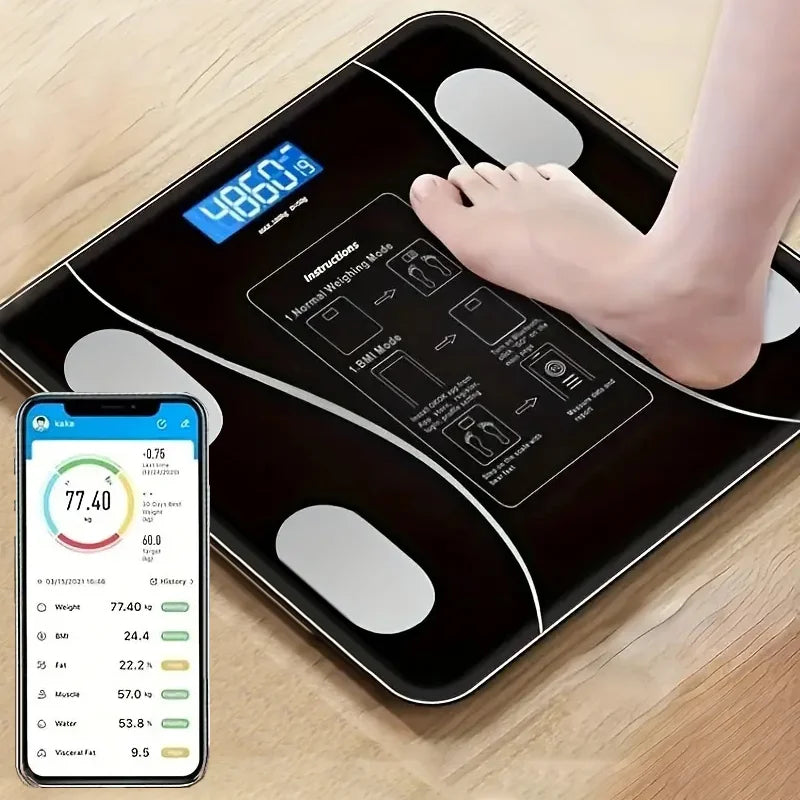 Smart Body Fat Scale, Wireless, LED Digital, Bathroom Weight Scale, Body Composition Analyzer