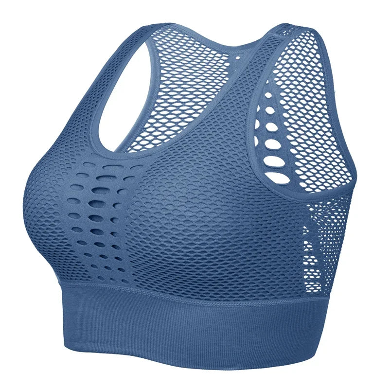 Seamless, Breathable, Active, Mesh Sports Bra, Push-Up, Fitness, Yoga, Running