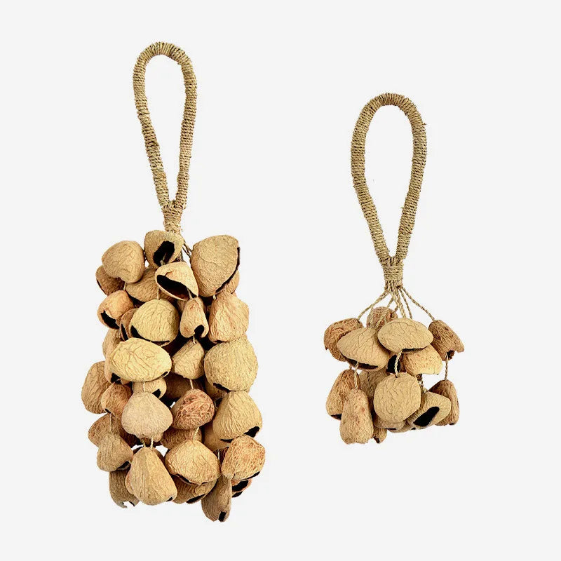 Straw Rope Hand Bell, Meditation/Yoga, Healing, Natural Fruit Shells, Wind Chimes