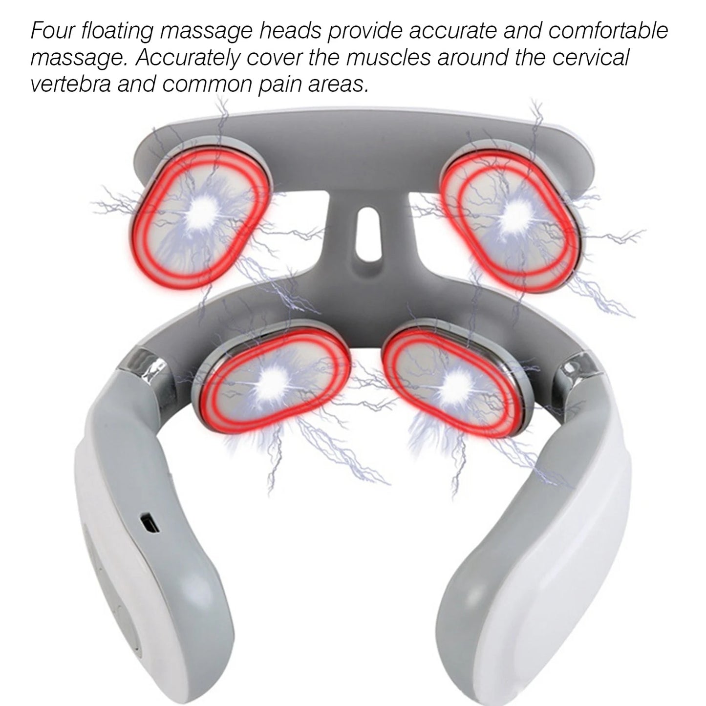 Cervical/Neck Heating Massager, 16 Modes, USB Smart, Pulse Heating, 4 Head Vibrator