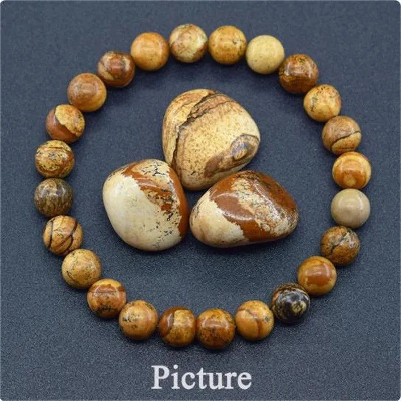 Natural Stone Beads, Bracelet For Women/Men, Amethysts Crystal Quartz, Agate Tiger Eye, Elastic Bangles