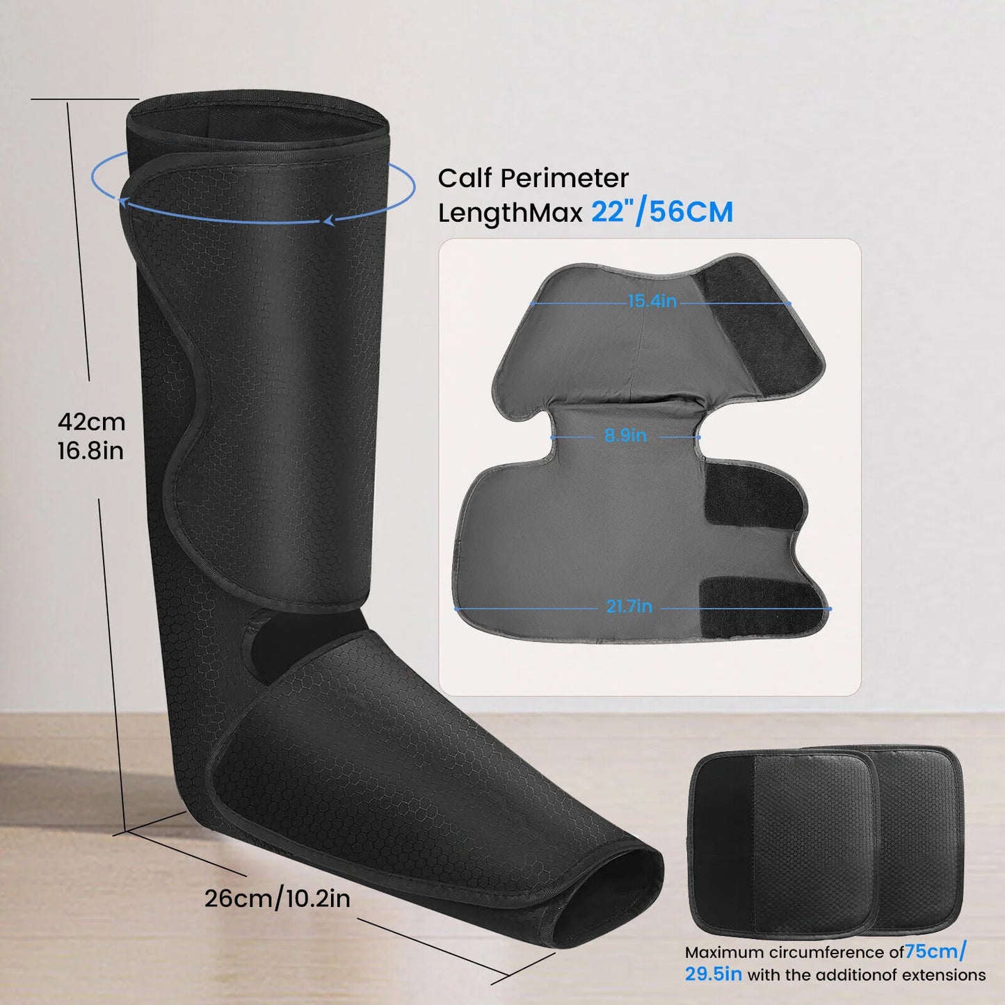 Air Compression, Leg/Foot/Calf Massager, Heat Circulation, 3 Modes, 3 Intensities