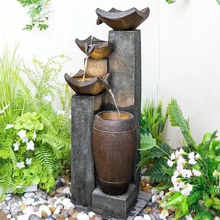 Outdoor Patio Fountain with Lights, Gardens/Backyards/Lawns/Balconies