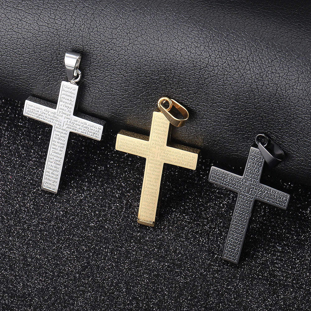 Cross Pendant Necklace For Men/Women, Gold/Black/Silver Color, Cuban Chain