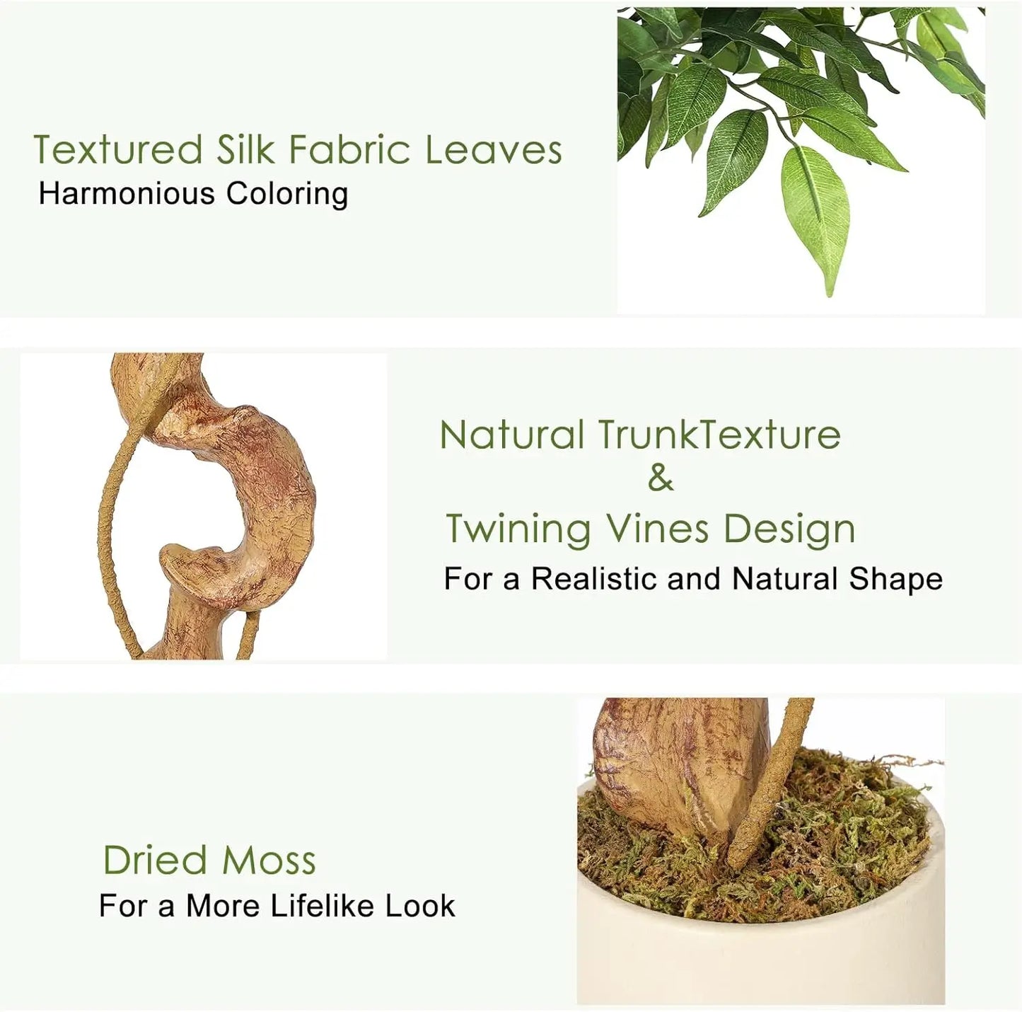 Ficus Tree Artificial, Indoor, White Pot