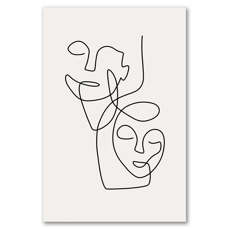Abstract Posters, Minimalist Wall Art Canvas Painting ,Line Body Face Art Prints, Nordic Wall Pictures
