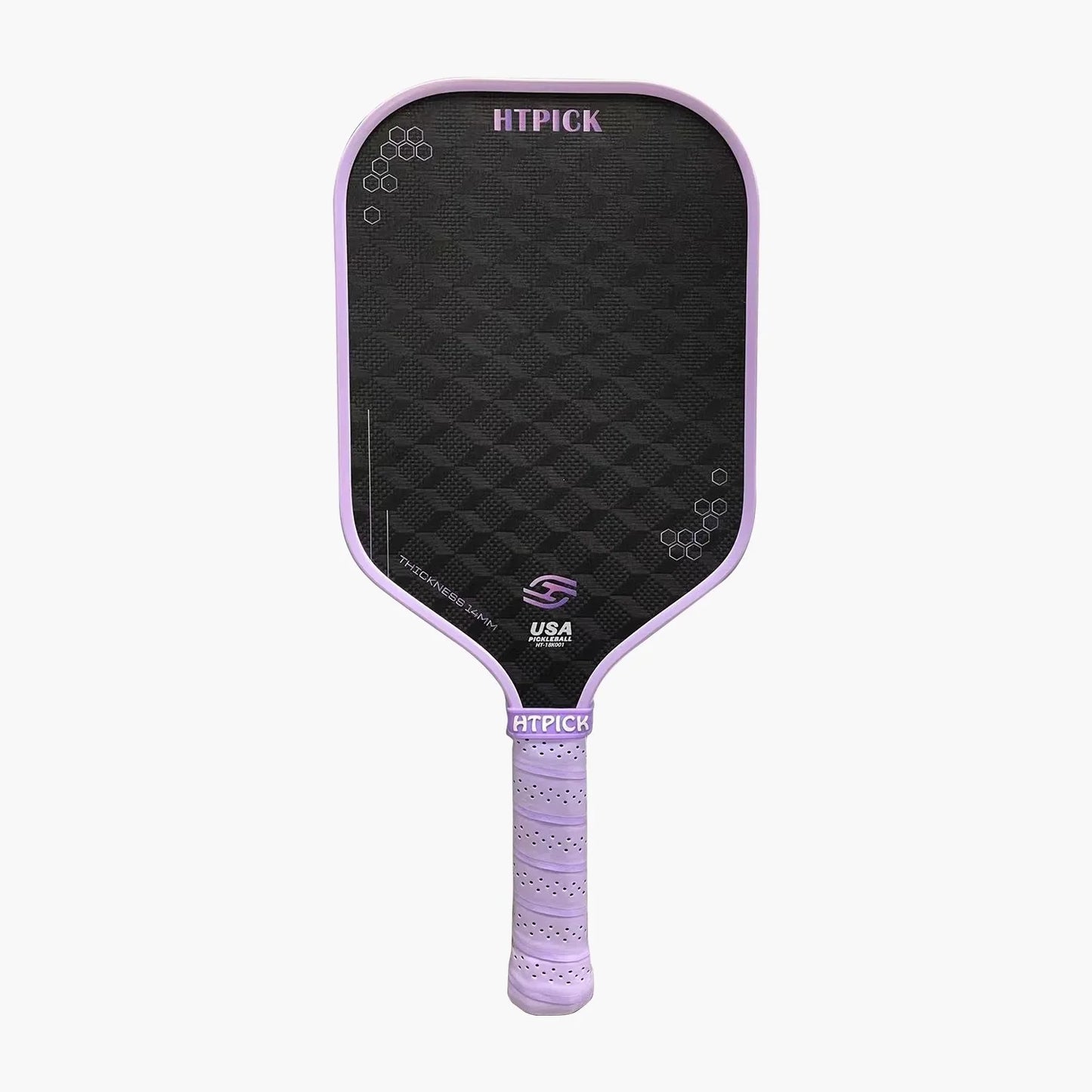 18K Carbon Fiber Pickle Ball Racket, Cold Pressed Cloth Pattern Surface