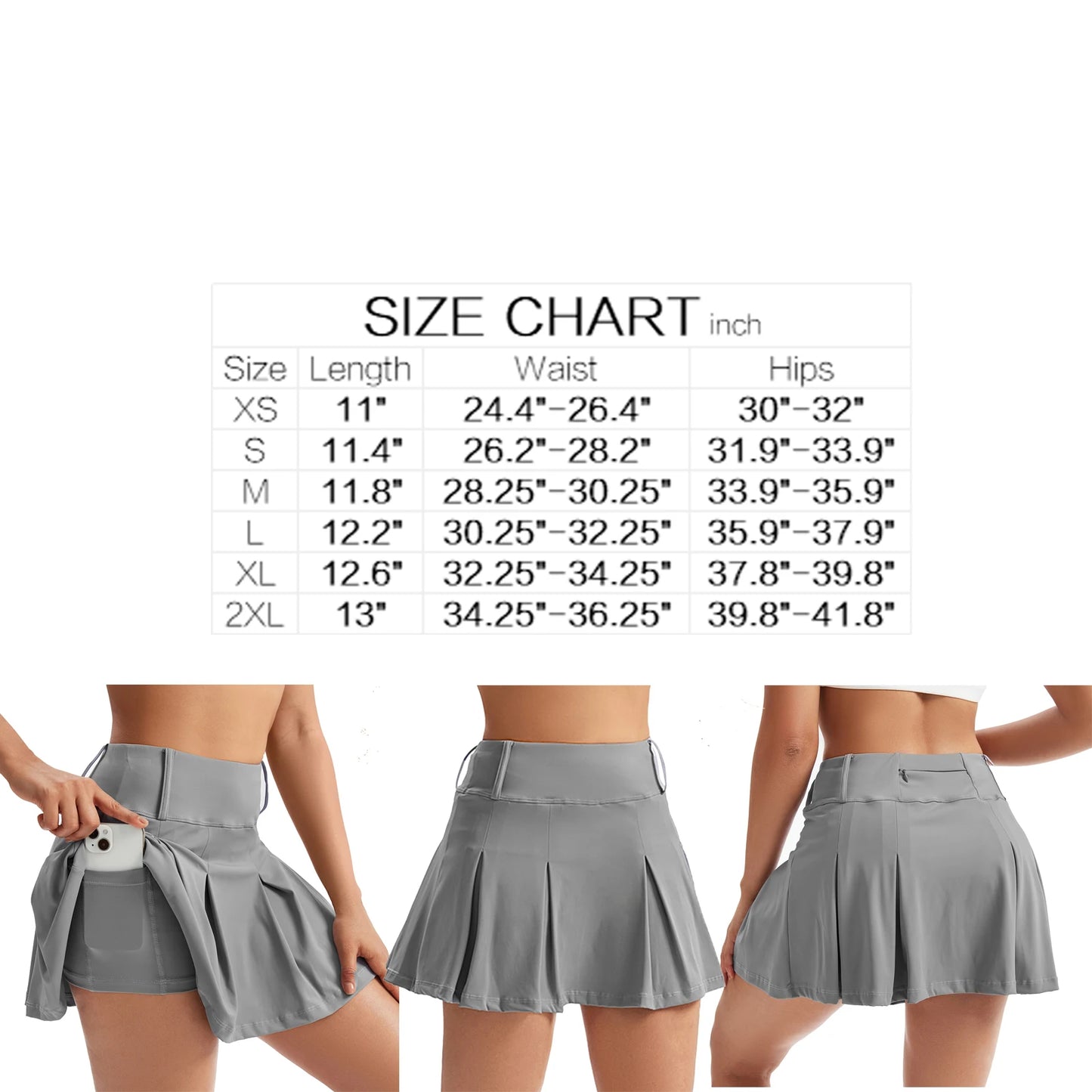 Women's High Waisted Two-In-One Sports Skirt, Pleated