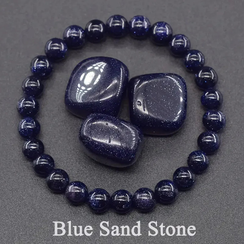 Natural Stone Beads, Bracelet For Women/Men, Amethysts Crystal Quartz, Agate Tiger Eye, Elastic Bangles