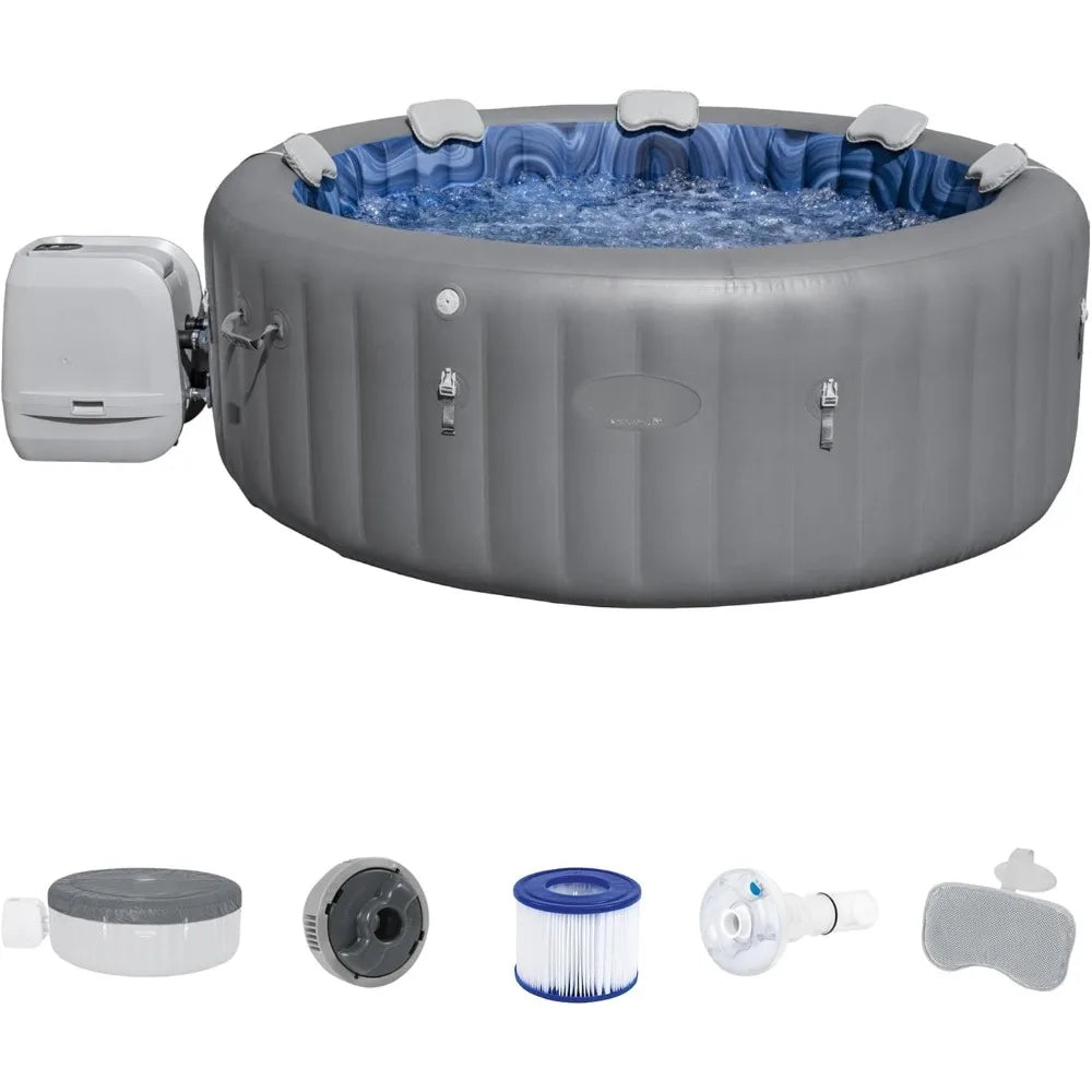 Outdoor Hot Tubs, Inflatable, Round, Portable, 180 Soothing Jets, Cover