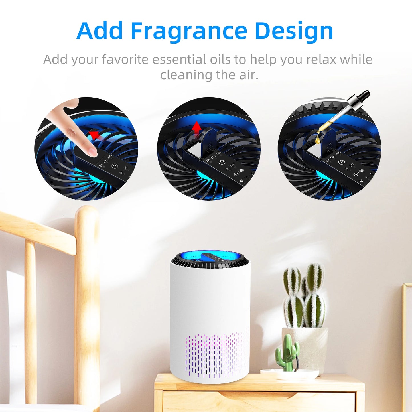 Air Purifiers, Fragrance for Bedroom/Home, Smoke, Pollen, Dander, Sleep Speed Control